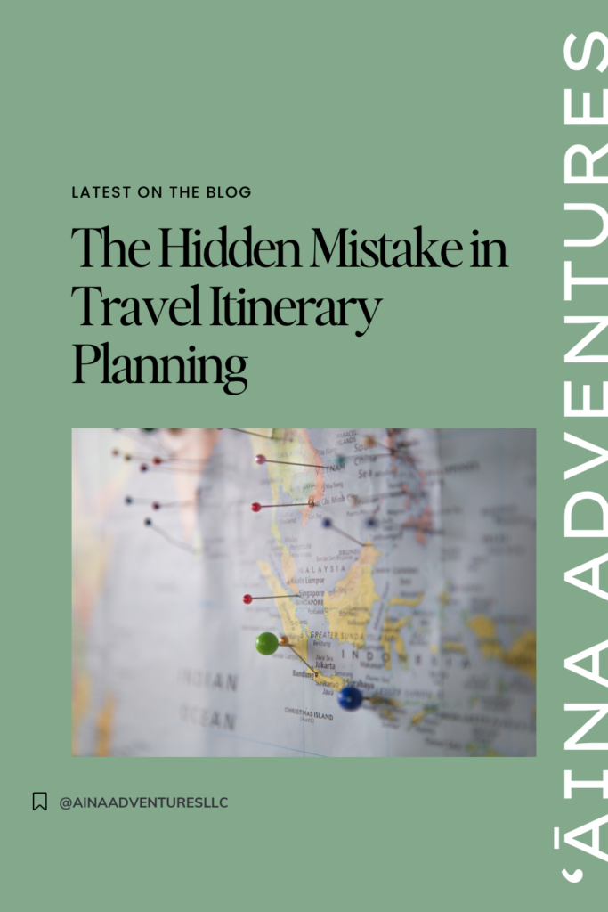 Map with pinned locations illustrating travel itinerary planning and the hidden structure that can make trips feel rushed.